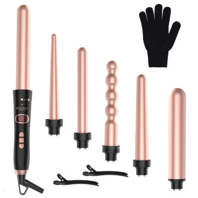 China LCD Display & BESTOPE Professional Temperature Control 6 in 1 Interchangeable Hair Curler Wand Curling Iron Set for sale