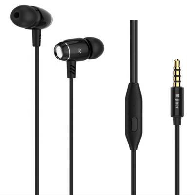 China Wholesale In-ear Metal Stereo Sound Low Price Mobile 3.5mm Customized Logo Black Hifi Headphones Wired Earphone With MIC for sale