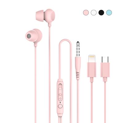 China Noise Canceling Pink Earbuds Sleep Earphone Small 3.5 Mm Noise Canceling Macaron Sleep Wired Headphones In Ear for sale