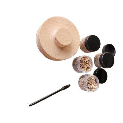 China Beech Wood Cocktail Smoking Kit Viable Wooden Chimney Smoker Round Shape Cocktail Smoking Top for sale