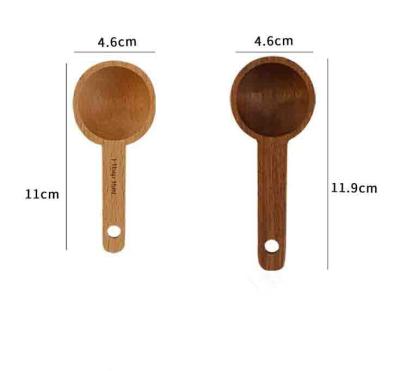 China Viable Wholesale Custom Small Log Scoop 15ml Black Walnut Coffee Tea Measuring 10gram Wooden Coffee Scoop for sale