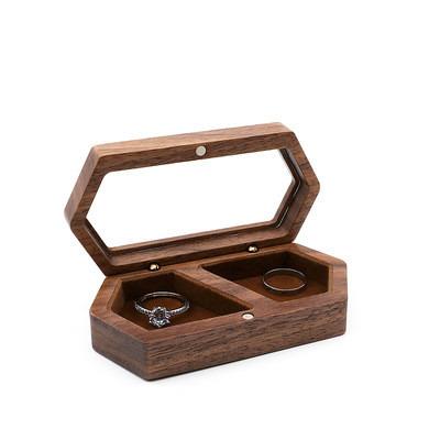 China Wholesale Custom Luxury Earring Box Jewelry Double Ring Box Wooden Double Ring Box Ring Box Packaging Box for sale