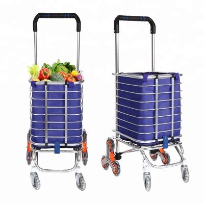 China Wholesale Supermarket Staircase Folding Folding Climbing Trolley Shopping Trolley for sale