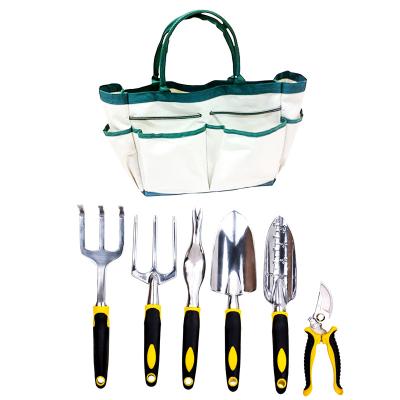 China 7Pieces Anti-Slip Garden Tool Kit Aluminum Alloy High Quality Garden Tool And Bag With Garden for sale