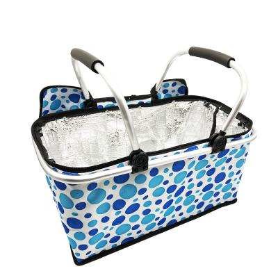 China Wholesale Outdoor Mini Folding Canvas Picnic Travel Basket with Aluminum Frame for sale