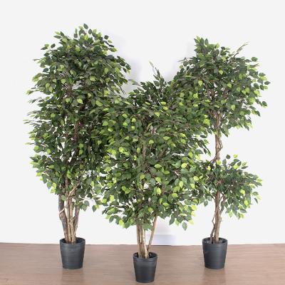 China Home Decorative Small Morden Banyan Simulation Bonsai Ficus Artificial Tree Luxury Potted Green Plants For Sale for sale