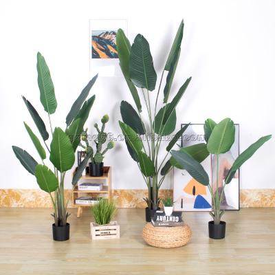 China Environmental friendly artificial potted chips production unit the artificial banana tree factory with plastic cement pot banana trees factory price for sale