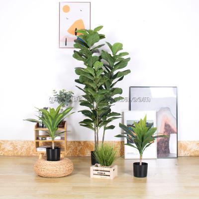 China Factory environmental friendly artificial rubber banyan fig tree bonsai new product plastic oak plant with cement pot for sale for sale