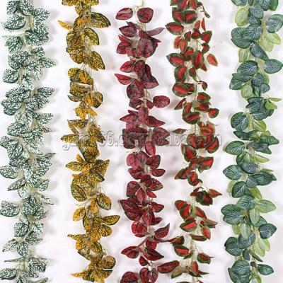 China Potless Plastic Garland Leaves Flower Vine Artificial Ivy Vine For Outdoor Wall Decor for sale