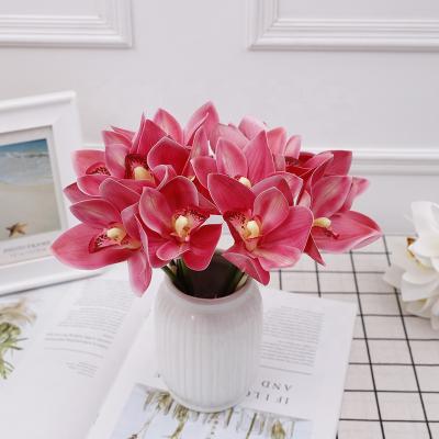 China Beautiful 3D Printing High Quality Lifelike Real Touch 6 Heads Bouquets Phalaenopsis Orchid Artificial Flowers For Home Decor for sale