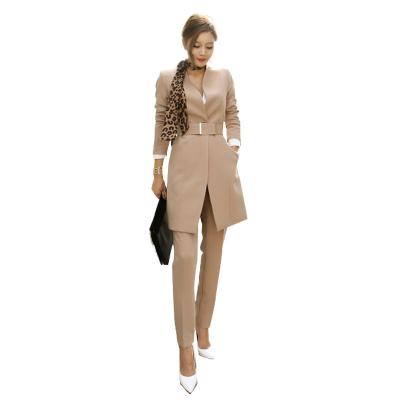 China Others Autumn Women's Suit Fashion Jacket Professional Mid Length Suit Slim Pants Women's Two-Piece Suit for sale