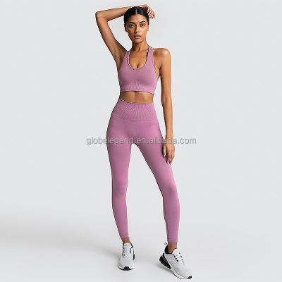 China Canton Yoga Sets Empty Sports Yoga Women Wear Fitness Legging And Bra Sets Breathable Outdoor Seamless Women Sets Exceed for sale