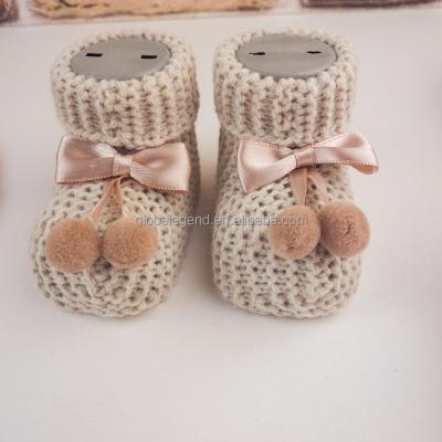 China Round Customized Handmade Infant Newborn Toddler Baby Shoes With Crochet New Design Casual Shoes For Babies for sale