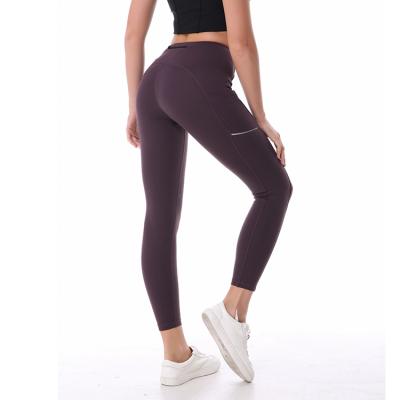 China Silver Line Pattern Nylon Fabric Design Breathable Pocket Yoga New Design Breathable Pants for sale