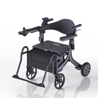 China HEDY SER01 Alloy AIDS 6061 LCD Display Rollator Aluminum Electric Walking Wheelchair Walker With Seat For Elderly Drive Smart Power Travel Joystick for sale