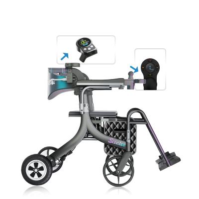 China 6061 HEDY SER01 Smart Joystick Rehab Alloy Aluminum Rollator Walker With Seat For Elderly Power Rollator Electric Walking Wheelchair for sale