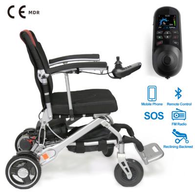 China HEDY SEW03 CE MDR LCD Remote Control Ultra Light Joystick Smart Power Extended Electric Wheelchair with SOS Call FM Radio 320x 580 x 710mm for sale