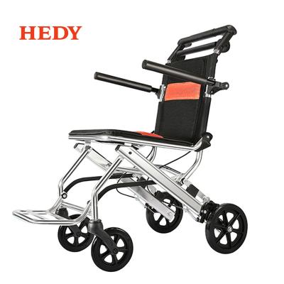 China HEDY Ultra Super Light Weight Aluminum Alloy Aircraft Folding Foldable Travel Aluminum Alloy Portable Manual Wheelchair for sale