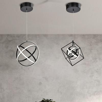 China Modern Indoor Decorative Black Aluminum Free Spinning Round Led Pendant Lights for sale