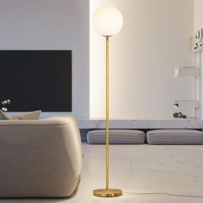 China Modern Nordic Industrial Luxury Brass Glass Ball Decorative Living Room Standing Floor Lamp for sale