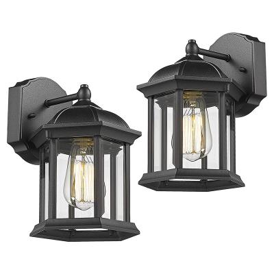 China 2 Pack New Style Decorative Energy Outdoor Courtyard Mounted Bulb Vintage Black Luxury Waterproof Outdoor Wall Lamp for sale