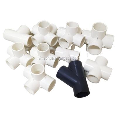 China PVC DIN/GB Standard 20/25/32/40/50mm PVC Fittings Mating PVC Elbow Tee Plastic Connector for sale