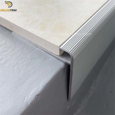 China Heavy Duty Stair Nosing Tile Trim F Shape Aluminum Alloy 6063 Material for sale