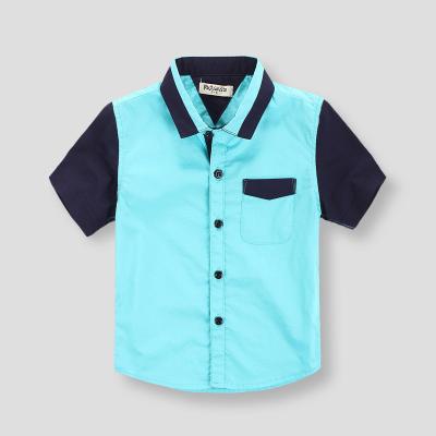 China boy woven short sleeve shirt, boy  shirt, 100% cotton poplin ,4-10T for sale