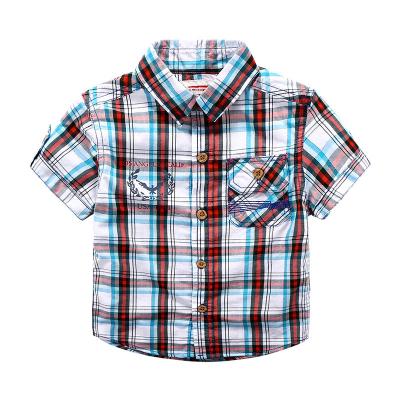 China boy woven short sleeve shirt, boy shirt, 100% cotton poplin ,4-10T for sale