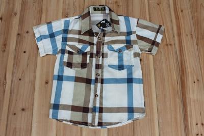 China boy woven short sleeve shirt, boy plaid shirt, 100% cotton poplin ,4-10T for sale