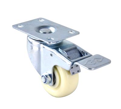 China PIVOT source factory products 75X32mm double swivel mute ball bearing pp caster with brake for sale