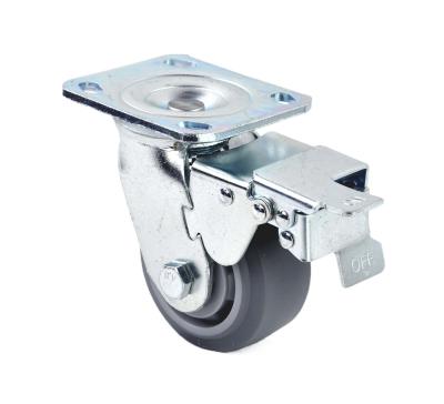 China PIVOT Source Factory Products 4X2 Swivel Double Mute Bearing Heavy Duty TPR Caster Wheel With Brake for sale