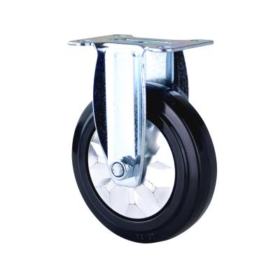 China Factory Source Products 125X32mm Black Rubber Caster Wheel High Elasticity Fixed Mute Rigid Ball Bearing for sale