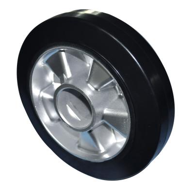 China Other Source Factory Products 200X50mm Heavy Duty Aluminum Double Core Ball Bearing Rubber Caster Wheel for sale