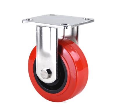 China Rigid Source Factory Products 125X50mm Fixed Heavy Duty 304 Stainless Steel Polyurethane Caster Wheel for sale