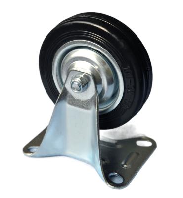 China Rigid Source Factory Products 100X27mm Fixed Steel Core Industrial Rubber Caster Wheel for sale