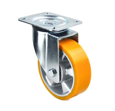 China PIVOT SOURCE FACTORY PRODUCTS European Style 150X50mm Swivel Core Heavy Duty Aluminum Polyurethane Caster Wheel for sale