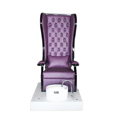 China Bomacy Purple Nail Salon Furniture Luxury High Back Pedicure Throne Chair for sale