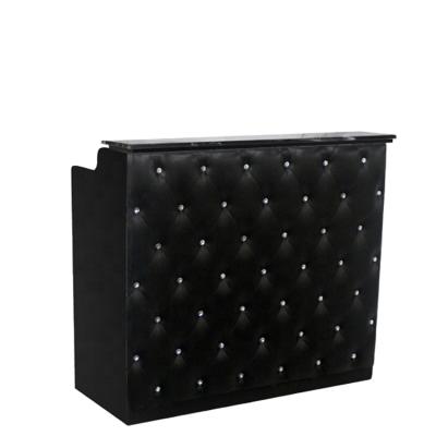 China Modern Bomacy All Black Luxury Leather PU Beauty Salon Furniture Reception Counter Reception for sale