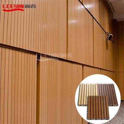 China Leeyin E1 Industrial MDF Customized Size MDF Wall Acoustic Amphitheater Sound Absorbing Wooden Sound Absorbing Screen for sale