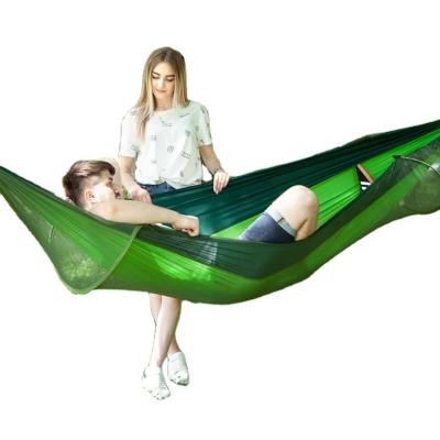 China 2 person 210T nylon camping hammock comfortable portable nylon portable outdoor camping hammock with mosquito net for sale