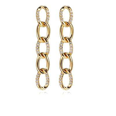 China CLASSIC Clear Rhinestones Deco BOX Long Chain Linked Design Drop Dangle Earrings for sale