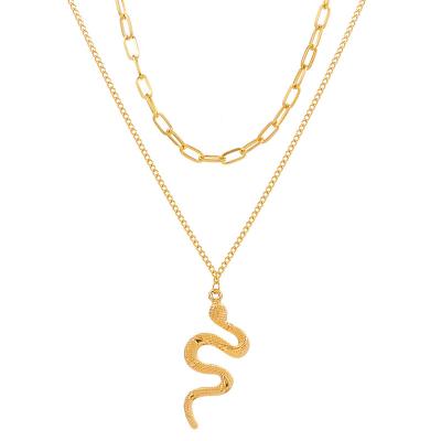 China Vintage Women Jewelry Retro Snake Gold Chain Necklace Fashion Multilayer Trendy Pendant Silver Chain Necklace for sale