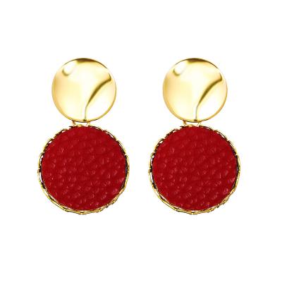 China New Fashion Alloy Disc Creative Simple Round Earrings Retro Pattern Earrings for sale