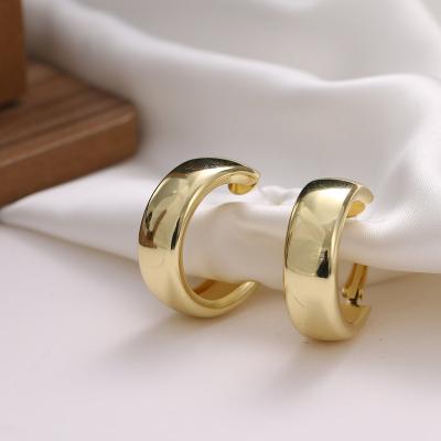 China MINIMALIST S925 Needle Silver Mirror C Shape Minimalist Gold Earring Circle Earring for sale