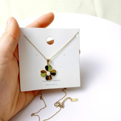 China 316 CLASSICS stainless four leaf clover charm with bead in real gold necklace for sale