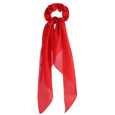 China Korean Soft Hair Accessories Women Hair Scrunchies Satin Ribbon Bow Hair Scrunchies Girl Rope Plastic Elastic Hair Ties for sale