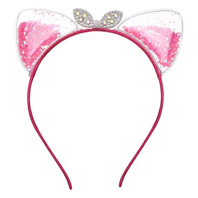 China Super Cute Cute Cloth Cat Ears Headband Baby Girl Quicksand Crown Hairpin Princess Hair Accessories Hair Ties for sale