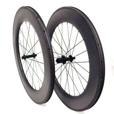 China Road bikes 88mm depth 25mm width 3K anvil wheelset 700C road bike V brake tubeless carbon wheels for sale