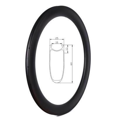 China Road Bikes High Quality Lightweight Bicycle Parts Wheel Rims 60mm Depth 25mm Width UD Finish 700C Carbon Rims for sale